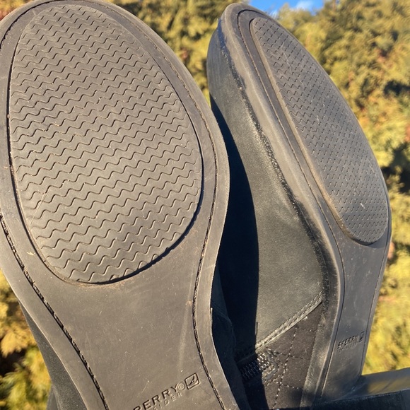 Sperry Top Sider Black Leather Ankle Heeled Booties Women’s Size 8 - Picture 7 of 15